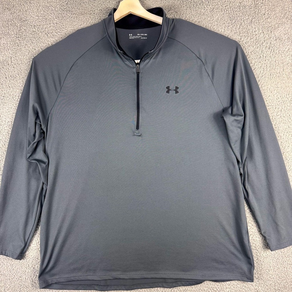 Under Armour Pullover Mens 3XL Gray HeatGear Quarter Zip Long Sleeve Loose Fit